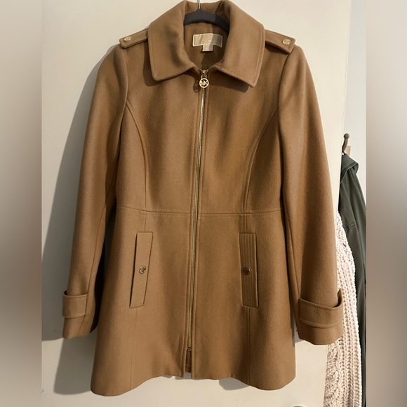 Michael Kors Jackets & Blazers - MICHAEL KORS Camel Tan Wool Coat Zip Up